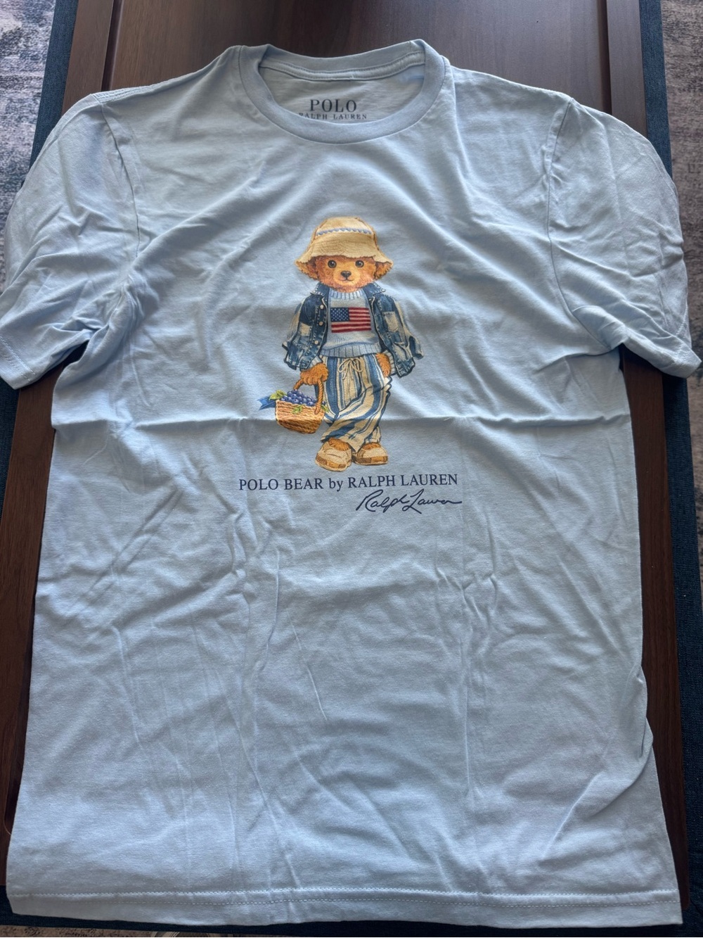 Polo by Ralph Lauren Pale Blue Bear Graphic Short Sleeve Tee